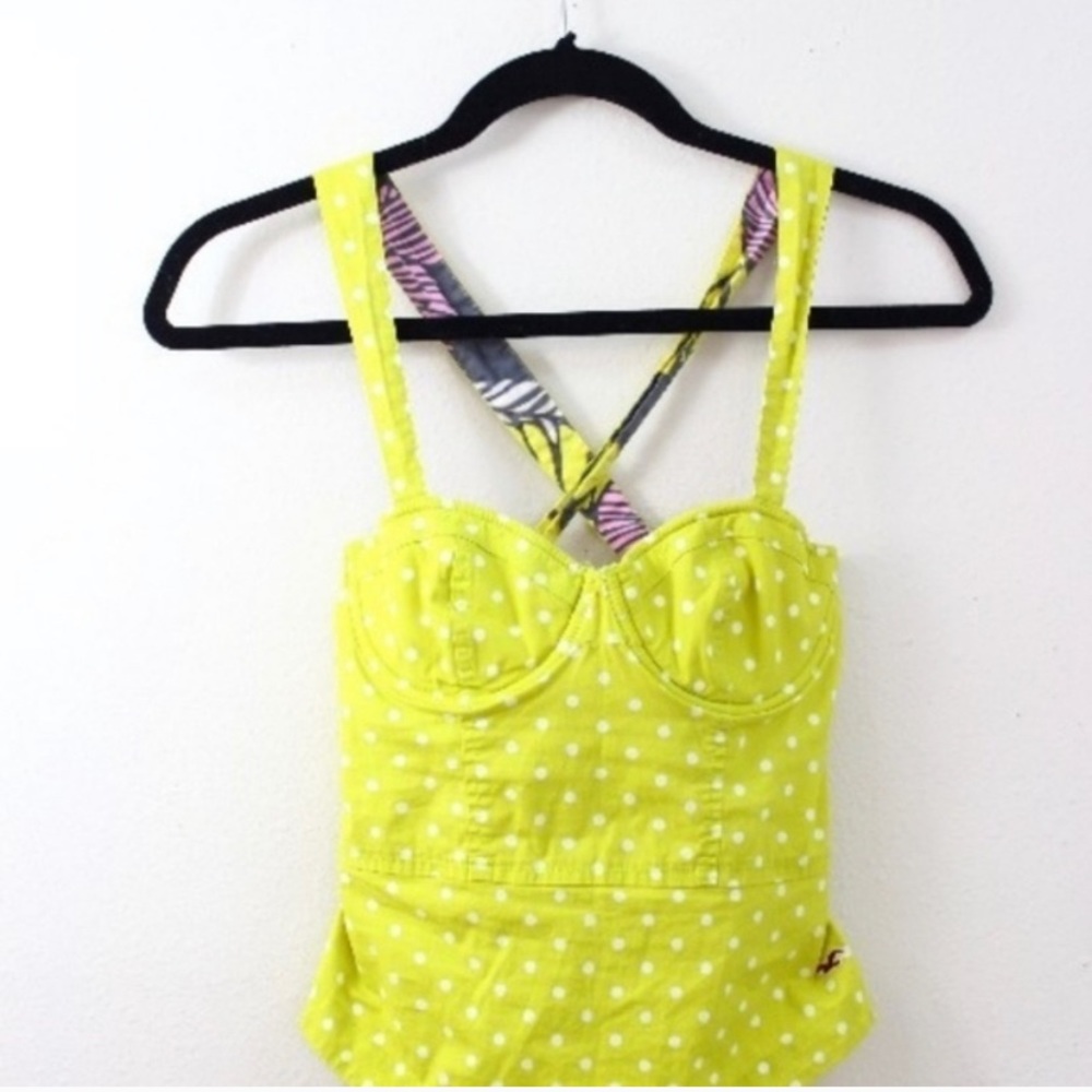 NWOT Yellow polka dot halter bustier top